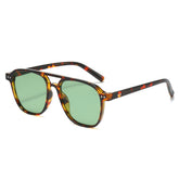 (6 PACK) Wholesale Sunglasses New Arrival Unique Aviator Trendy Street 2025 - BulkSunglassesWholesale.com - Leopard Print Frame Green Lens